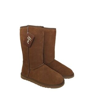 KEMI Bella Classic Tall Midcalf Sheepskin Suede Winter Boots Chestnut Size 9